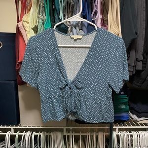 floral front tie crop top